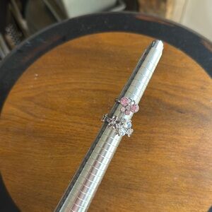 Elegant Pink and Silver Floral Ring set